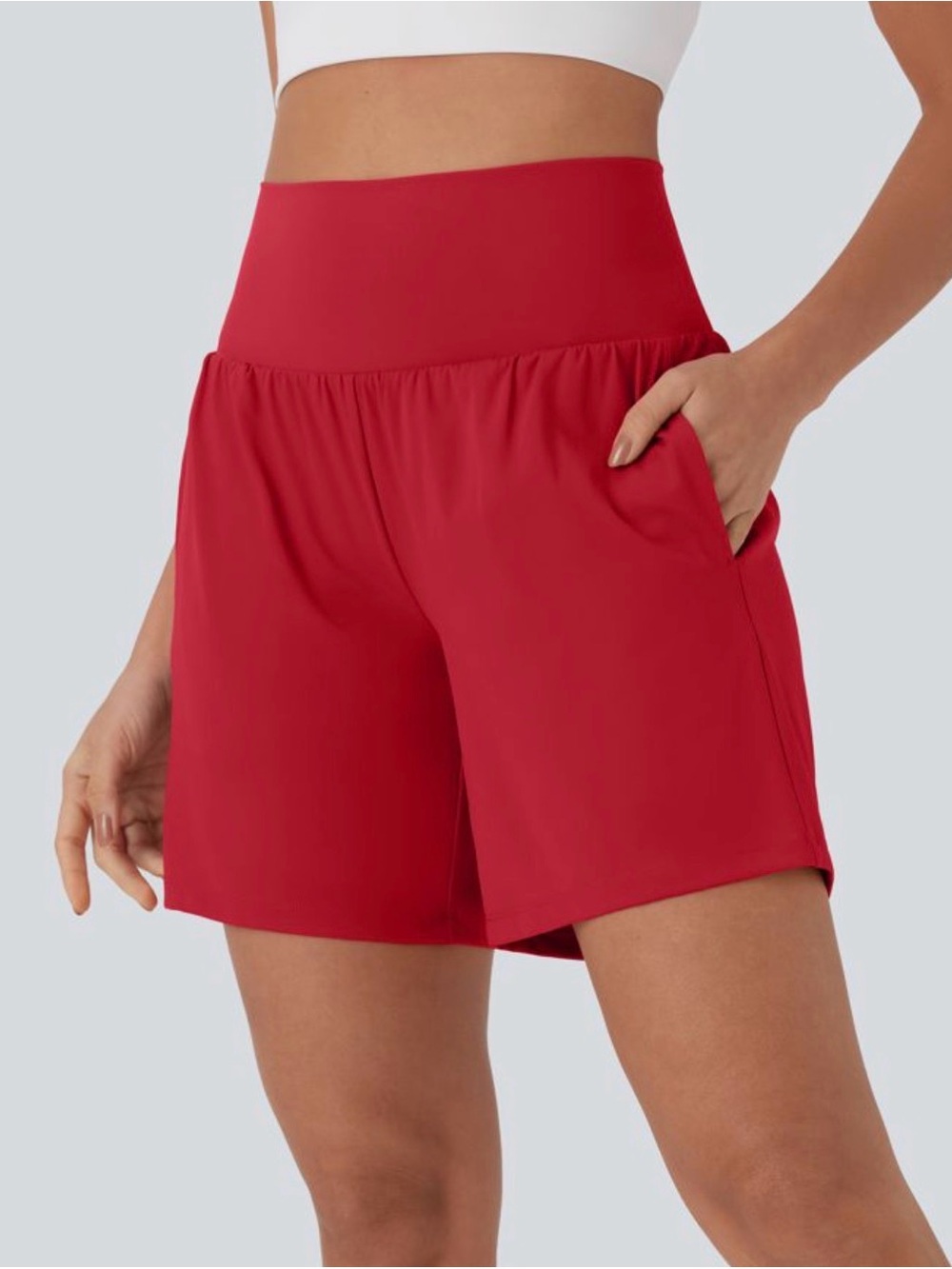 HALARA SoftlyZero™ Airy Super High Waisted 2-in-1 Yoga Shorts 7" RED Sz XL